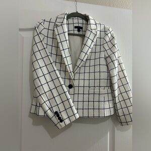 J. Crew Women’s White and Navy Grid Blazer